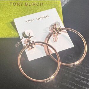 NEW!!  TORY BURCH ROSE GOLD HOOP EARRINGS